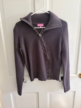 Edikted Ribbed Asymmetric Zip Up Cardigan